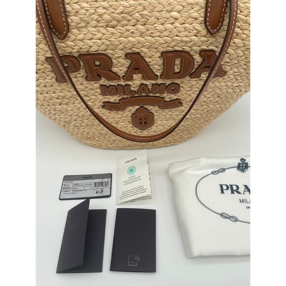 SOLD!❌❌BRAND NEW PRADA RAFFIA STRAW SUMMER SHOULDER TOTE BAG AUTHENTIC! - Picture 6 of 15